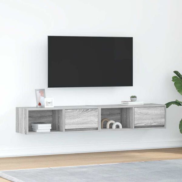 vidaXL M&oacute;veis de TV 2pcs 80x31x25,5cm deriv. madeira sonoma cinzento