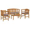 vidaXL Conjunto de Lounge Rosa do Jardim 4 pcs Natural