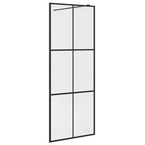 vidaXL Divis&oacute;ria de chuveiro 80x195 cm vidro transparente ESG preto