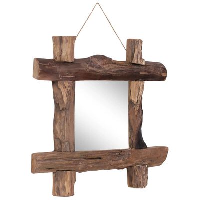 vidaXL Espelho de troncos 50x50 cm madeira recuperada maciça natural