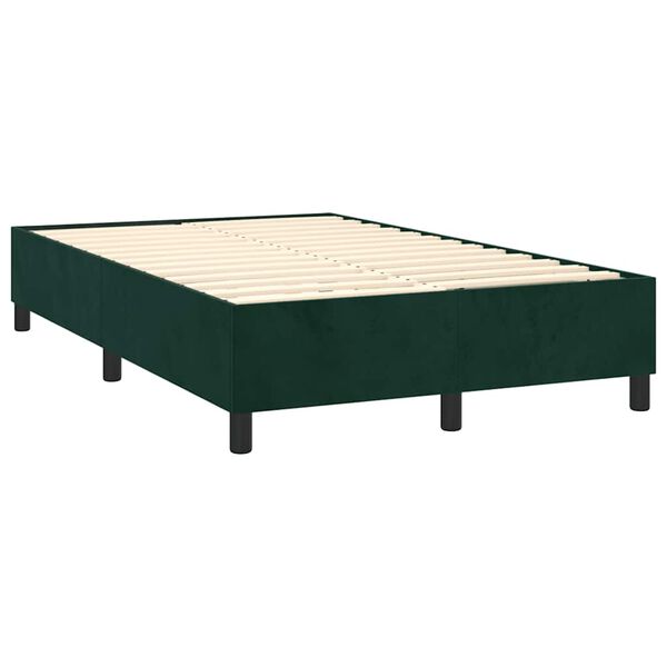 vidaXL Cama boxspring com colch&atilde;o 120x200 cm veludo verde-escuro