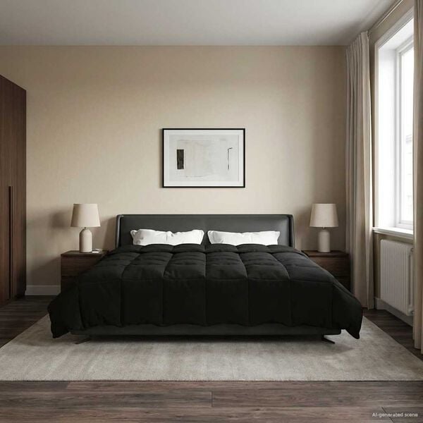 vidaXL Edredom de Inverno Colchonete Preto 200 x 200 cm Microfibra