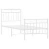 vidaXL Estrutura de cama com cabeceira e p&eacute;s 75x190 cm metal branco