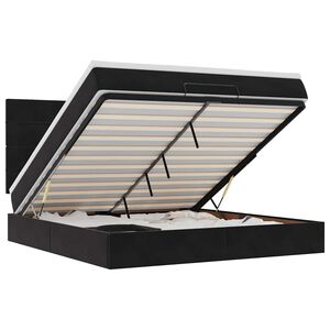 vidaXL Estrutura de cama otomana com colch&otilde;es 160x200 cm veludo preto
