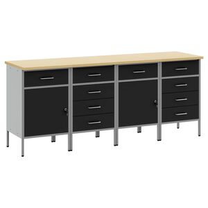 vidaXL Arm&aacute;rio de Trabalho 4 unid. Preto e Cinza 200 x 55 x 85 cm