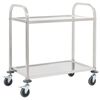 vidaXL Carrinho de cozinha de 2 n&iacute;veis 95x45x83,5 cm a&ccedil;o inoxid&aacute;vel