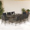 vidaXL 9 pcs conjunto de jantar p/ jardim c/ almofad&otilde;es vime PE cinza