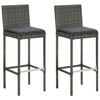 vidaXL Bancos de bar p/ jardim com almofad&otilde;es 2 pcs vime PE cinzento
