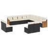 vidaXL 13 pcs conjunto de sof&aacute;s de jardim com almofad&otilde;es vime PE preto