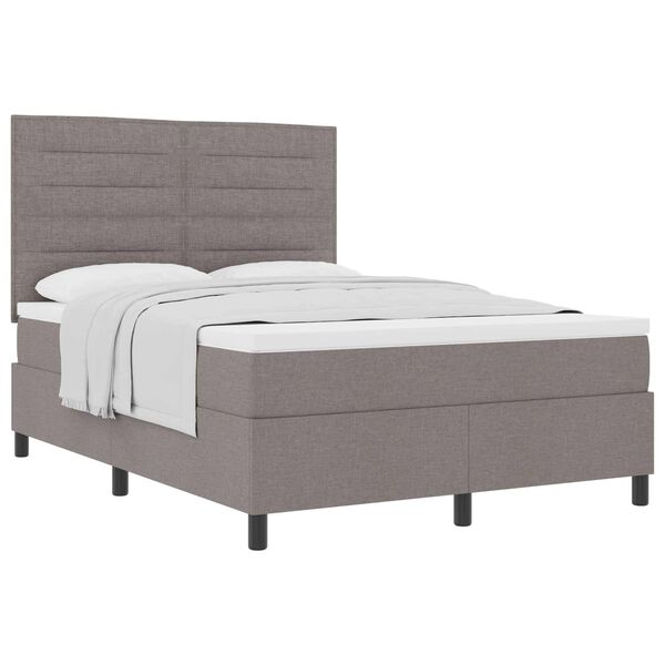 vidaXL Cama Box com colch&atilde;o Cinzento-acastanhado 140 x 190 cm tecido