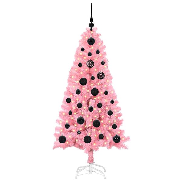 vidaXL &Aacute;rvore de Natal com 150 LEDs com suporte Rosa 150 cm PVC