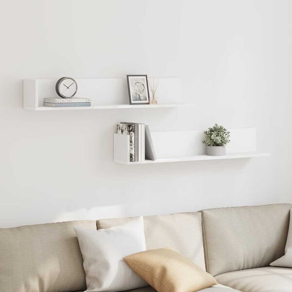 vidaXL Estantes parede 2pcs 100x16,5x16,5 cm derivados madeira branco