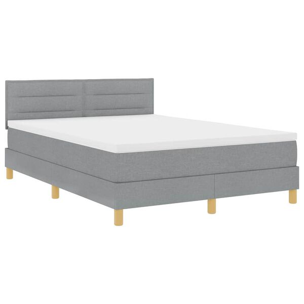 vidaXL Cama Box com colch&atilde;o Cinzento-claro 140 x 200 cm tecido