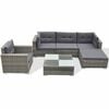 vidaXL 6 pcs conjunto lounge de jardim c/ almofad&otilde;es vime PE cinzento