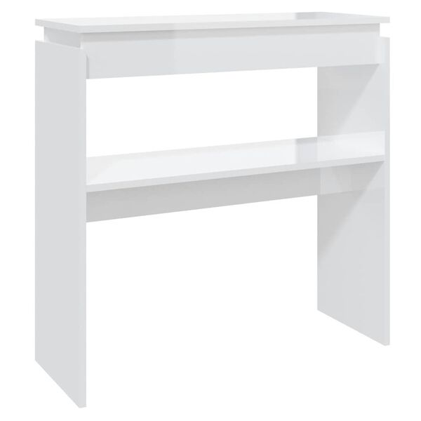 vidaXL Mesa consola 80x30x80 cm derivados de madeira branco brilhante