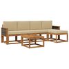 vidaXL Conjunto de Sof&aacute;s para Exterior 6 pcs Natural e Bege Poli&eacute;ster