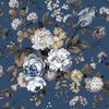 Noordwand Papel de parede Blooming Garden 6 Big Flowers azul/castanho