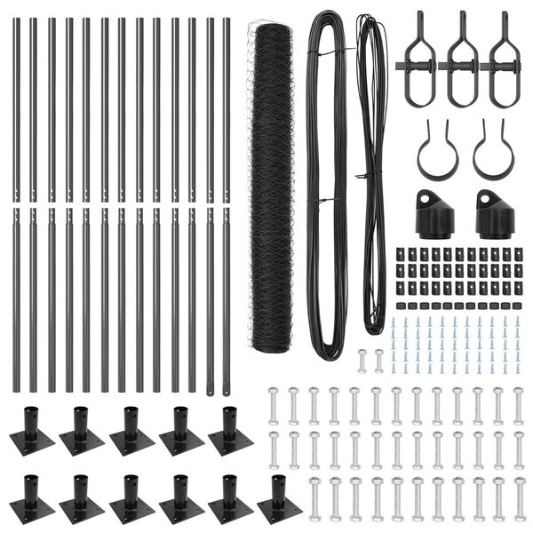 vidaXL Poste de Cerca Cinzeto 25 x 0,8 m (malha de 36 mm) A&ccedil;o e PVC