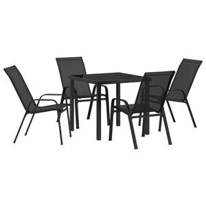 vidaXL Conjunto de Jantar para Jardim 5 pcs Preto