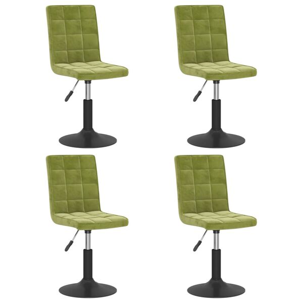 vidaXL Cadeiras de jantar giratórias 4 pcs veludo verde-claro