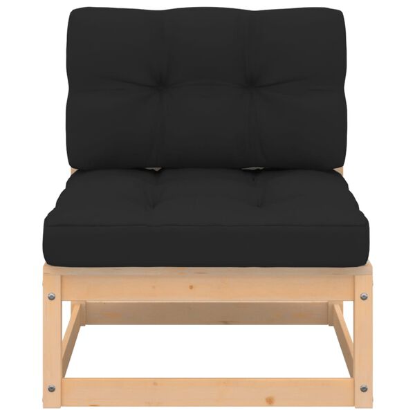 vidaXL Sofá de centro para jardim com almofadões pinho maciço