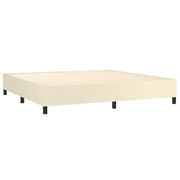 vidaXL Cama com molas/colch&atilde;o 200x200 cm couro artificial cor creme