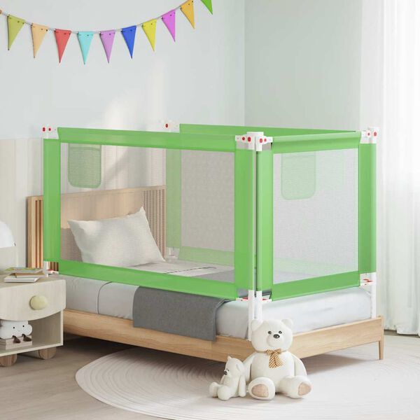 vidaXL Barra de seguran&ccedil;a p/ cama infantil tecido 150x25 cm verde