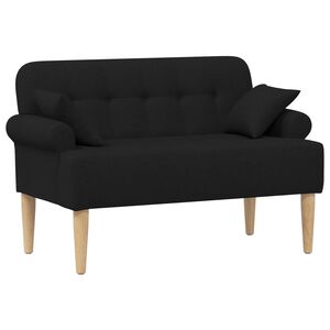 vidaXL Sof&aacute; de dois lugares com bot&atilde;o acolchoado Preto Tecido