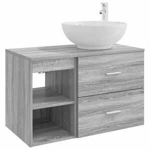 vidaXL Conjunto de M&oacute;veis para Banheiro 2 pcs Sonoma cinzento