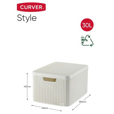 Curver Caixa de arrumação c/ tampa Style L 30L branco nata