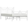 vidaXL Estrutura de cama com cabeceira e p&eacute;s 135x190 cm metal branco