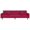 vidaXL Sof&aacute;-cama 2 lugares com duas almofadas veludo vermelho tinto