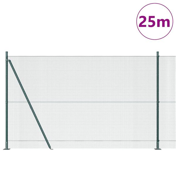 vidaXL Poste de Cerca Verde 25 x 1,4 m (malha de 12 x 12 mm) A&ccedil;o e PVC