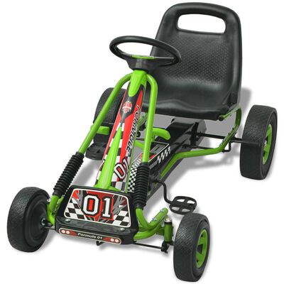 vidaXL Kart de pedais com assento ajustável verde