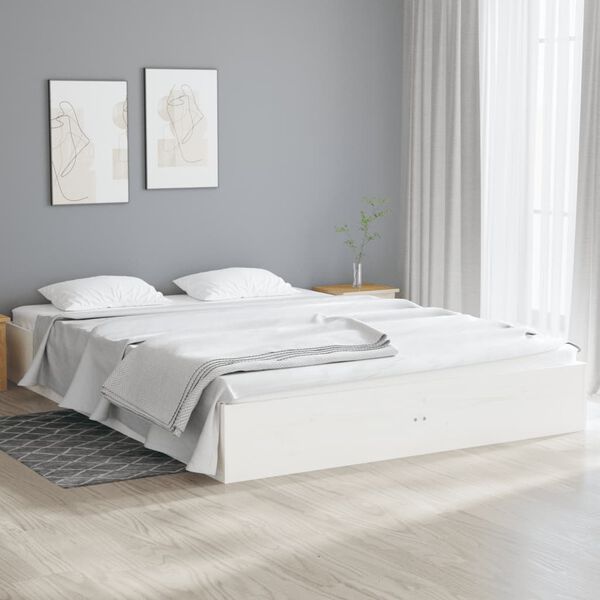 vidaXL Estrutura de cama 140x190 cm madeira maci&ccedil;a branco