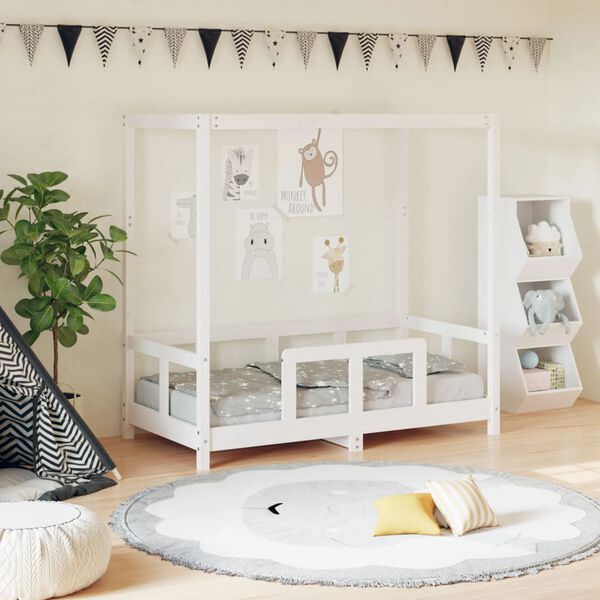 vidaXL Estrutura de cama infantil 70x140 cm pinho maciço branco