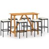 vidaXL 7 pcs conjunto de bar p/ jardim com almofad&otilde;es preto