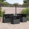 vidaXL Conjunto de Sof&aacute; de Jardim 6 pcs Preto Rattan Sint&eacute;tico