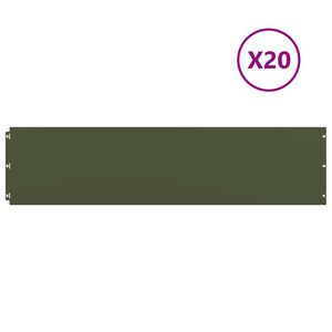 vidaXL Orlas relva 20 pcs verde azeitona 25x103 cm a&ccedil;o laminado a frio