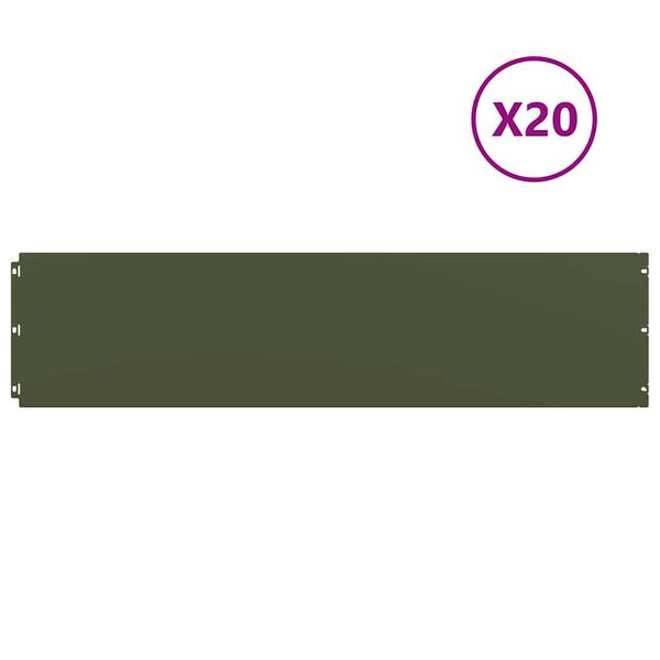 vidaXL Orlas relva 20 pcs verde azeitona 25x103 cm aço laminado a frio