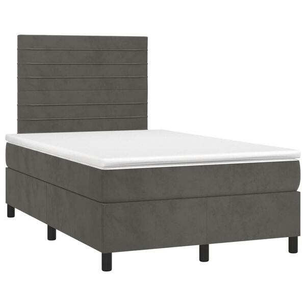 vidaXL Cama boxspring com colch&atilde;o 120x190 cm veludo cinzento-escuro