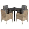 vidaXL 5 pcs conjunto de jantar p/ jardim com almofad&otilde;es vime PE bege