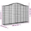 vidaXL Cestos gabi&atilde;o arqueados 3pcs 200x30x120/140cm ferro galvanizado