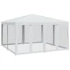 vidaXL Tenda p/ festas c/ 8 paredes laterais malha 4x4 m PEAD branco