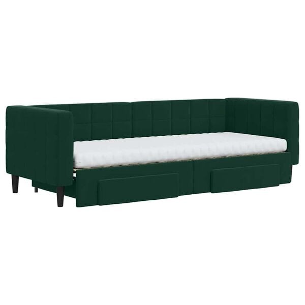 vidaXL Sof&aacute;-cama c/ gavet&atilde;o e gavetas 80x200cm veludo verde-escuro
