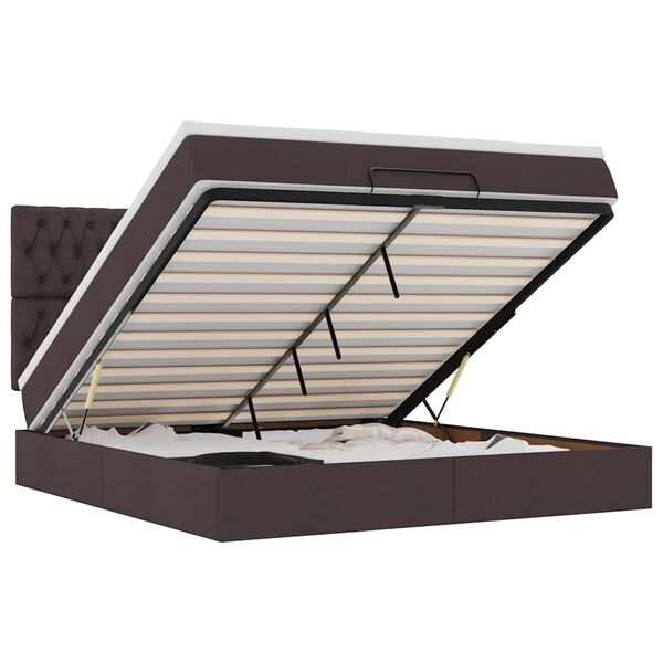 vidaXL Estrutura de cama otomana com colch&atilde;o 180x200cm castanho escuro