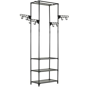 vidaXL Suporte para roupas a&ccedil;o e tecido n&atilde;o tecido 55x28,5x175cm preto