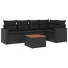 vidaXL 6 pcs conjunto sof&aacute;s de jardim c/ almofad&otilde;es vime PE preto