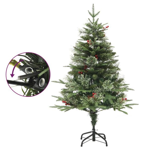 vidaXL &Aacute;rvore de Natal com pinhas pr&eacute;-iluminada 150 cm PVC e PE verde