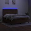 vidaXL Cama box spring c/ colch&atilde;o/LED 180x200cm tecido castanho-escuro